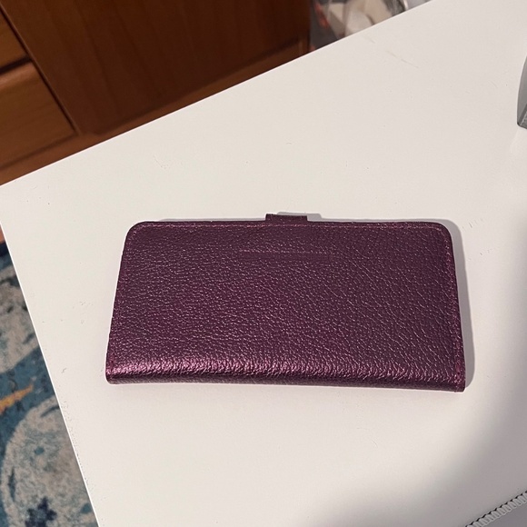 Portland Leather Goods Women's Bifold Wallet Ultra Violet Metallic NEW - Picture 6 of 6